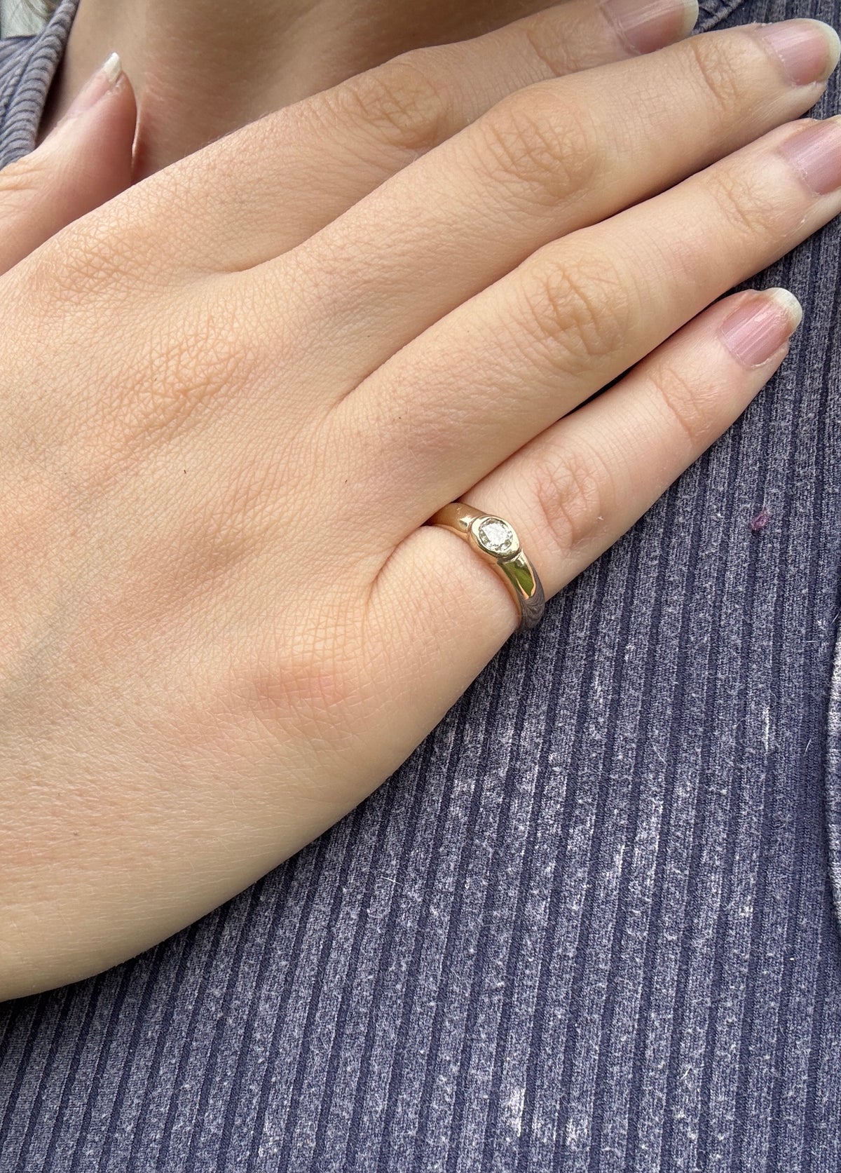 Diamond donut bezel ring (size 4.25)