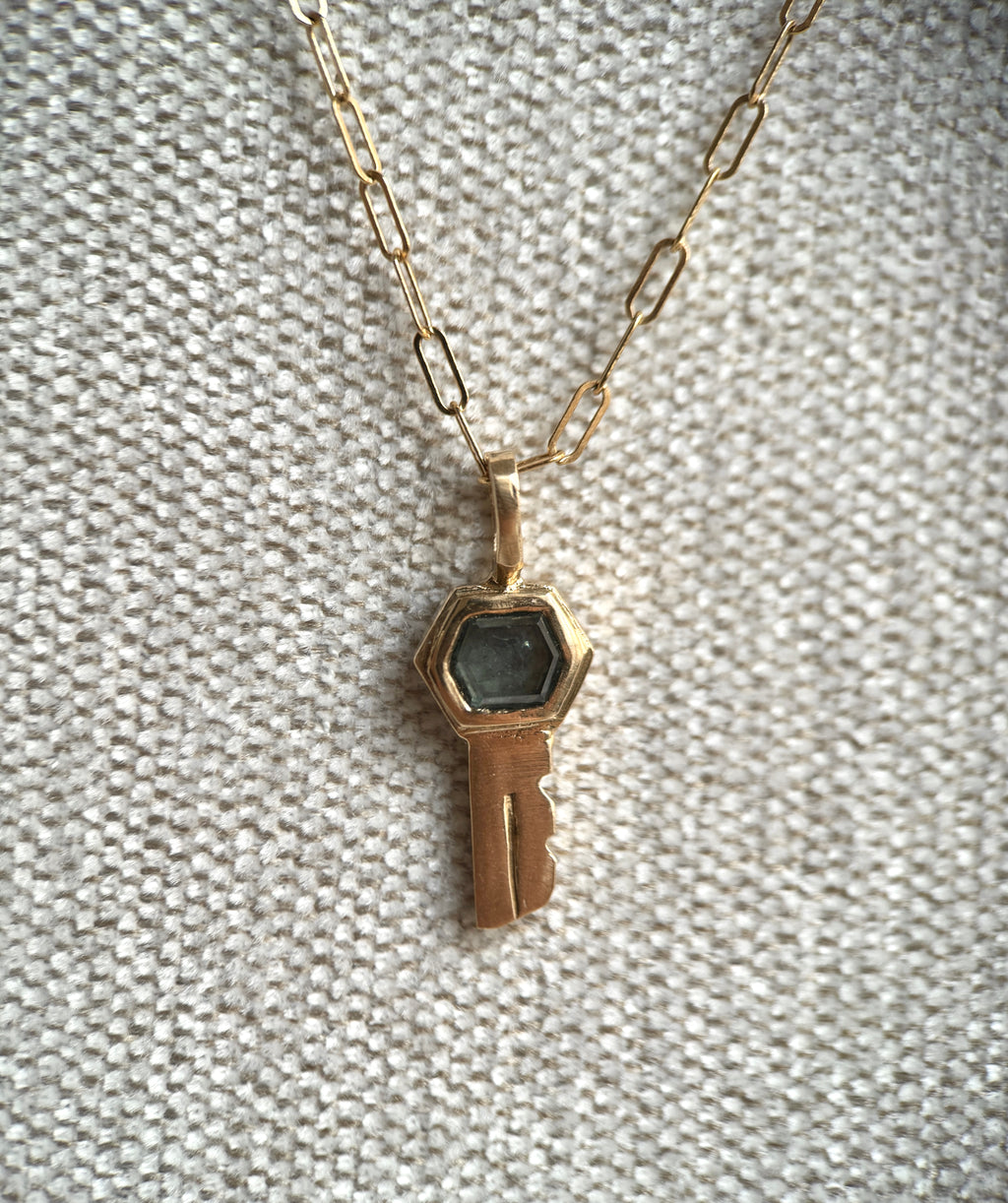 Montana sapphire key pendant