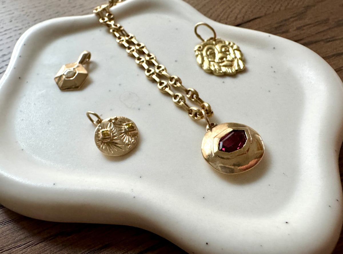 Domed shield pendant - Mellis Fine