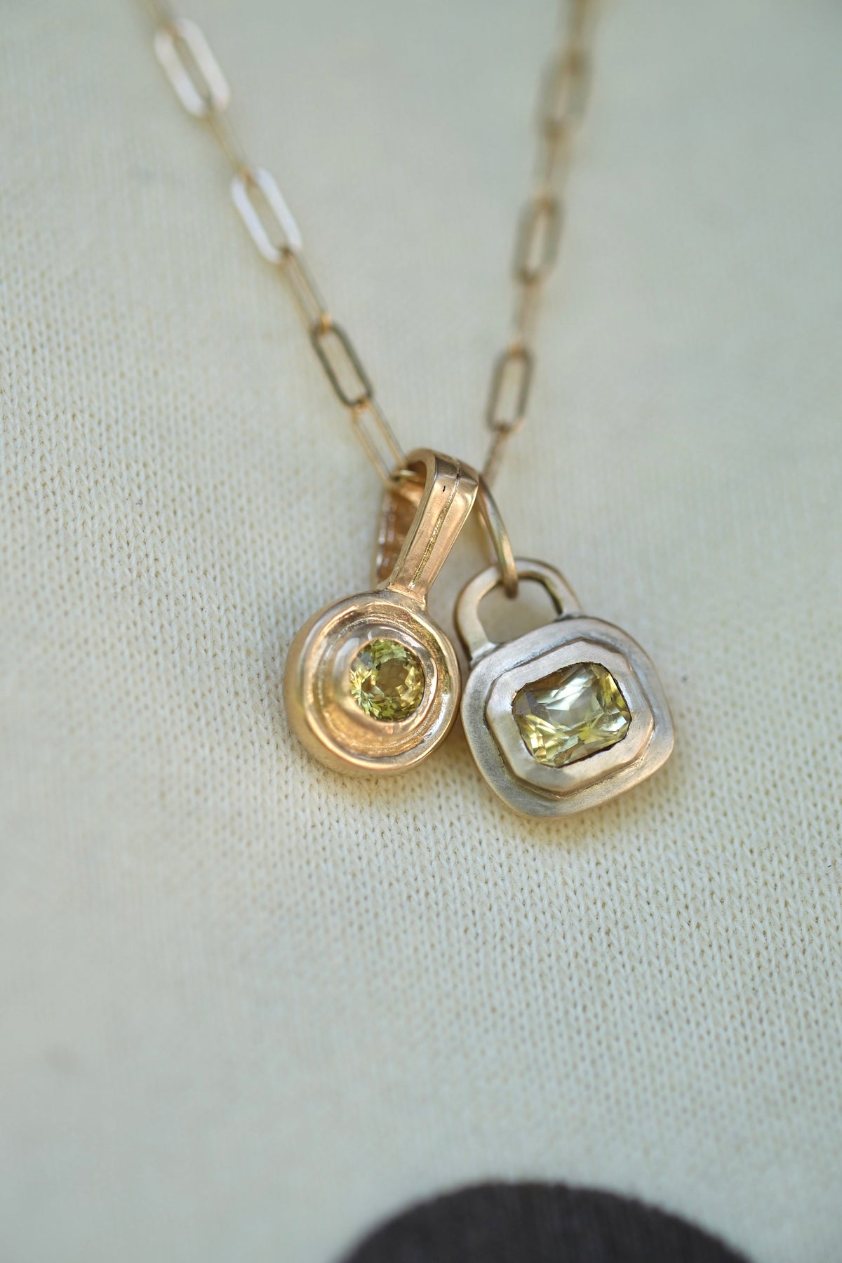 Lemon sapphire lock pendant
