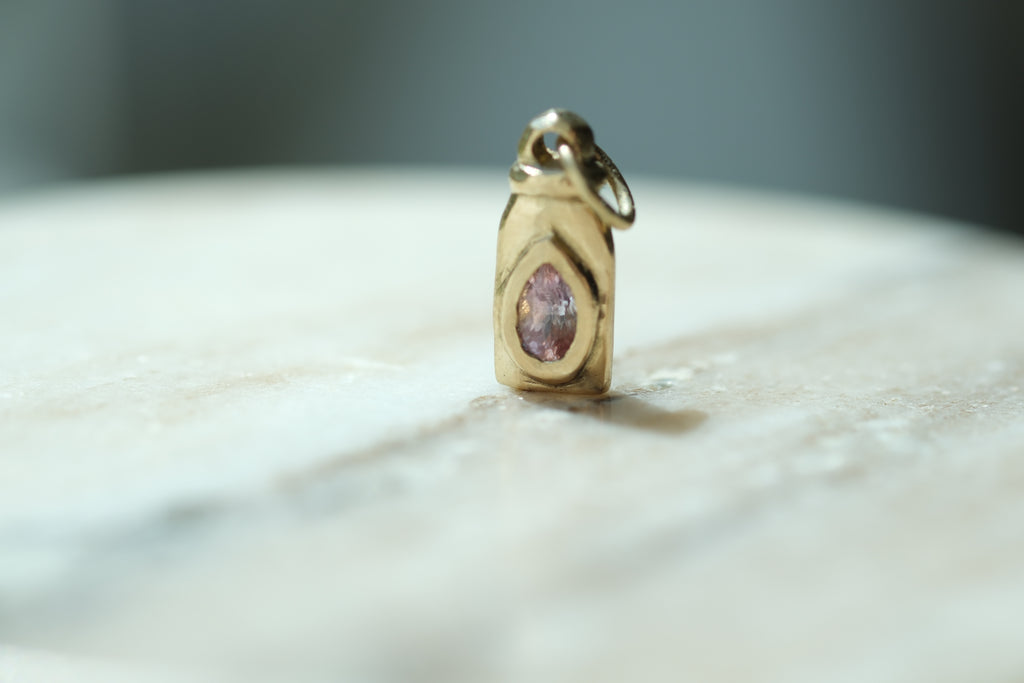 Nectar bottle charm: padparadscha sapphire