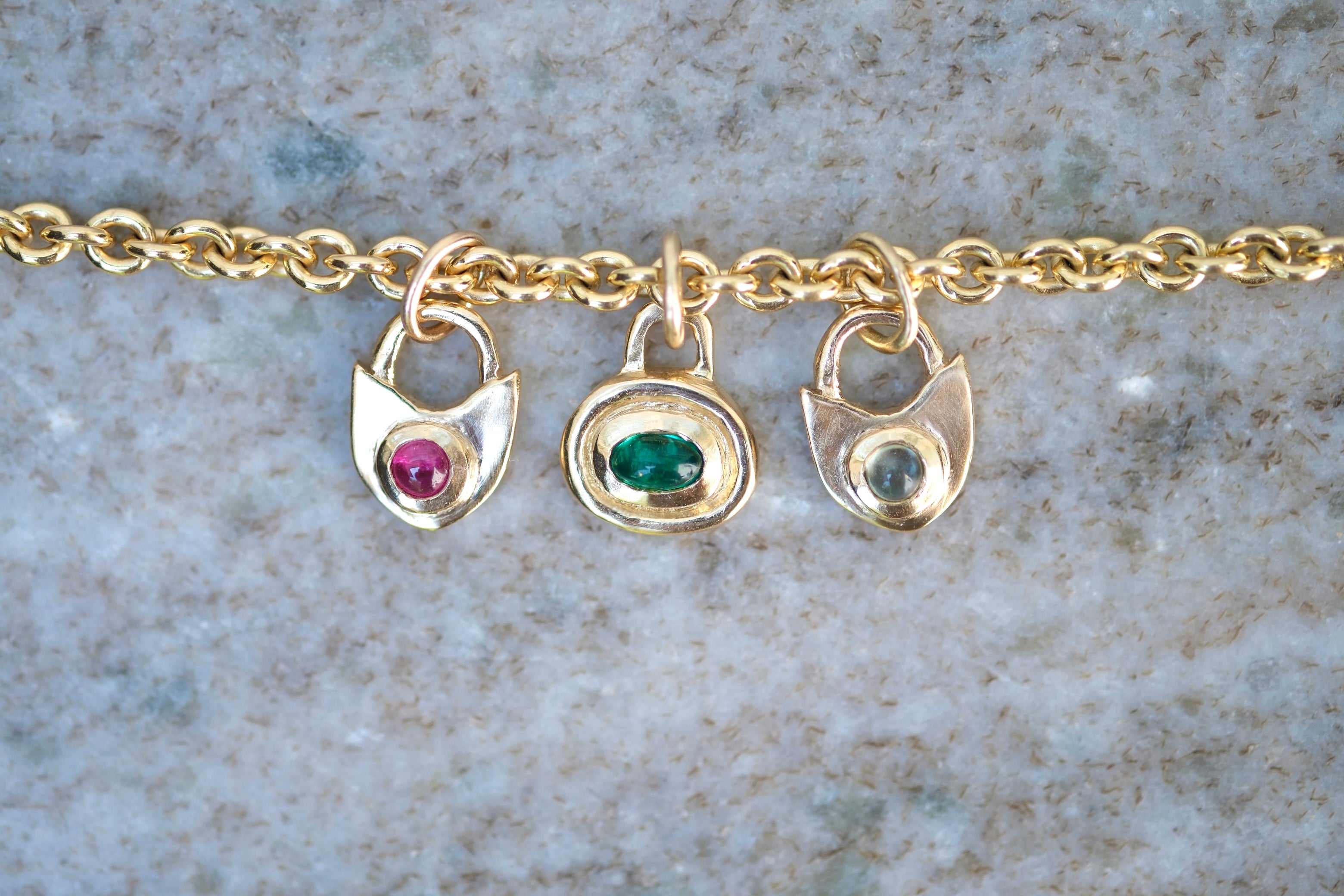 Cabochon lock charms