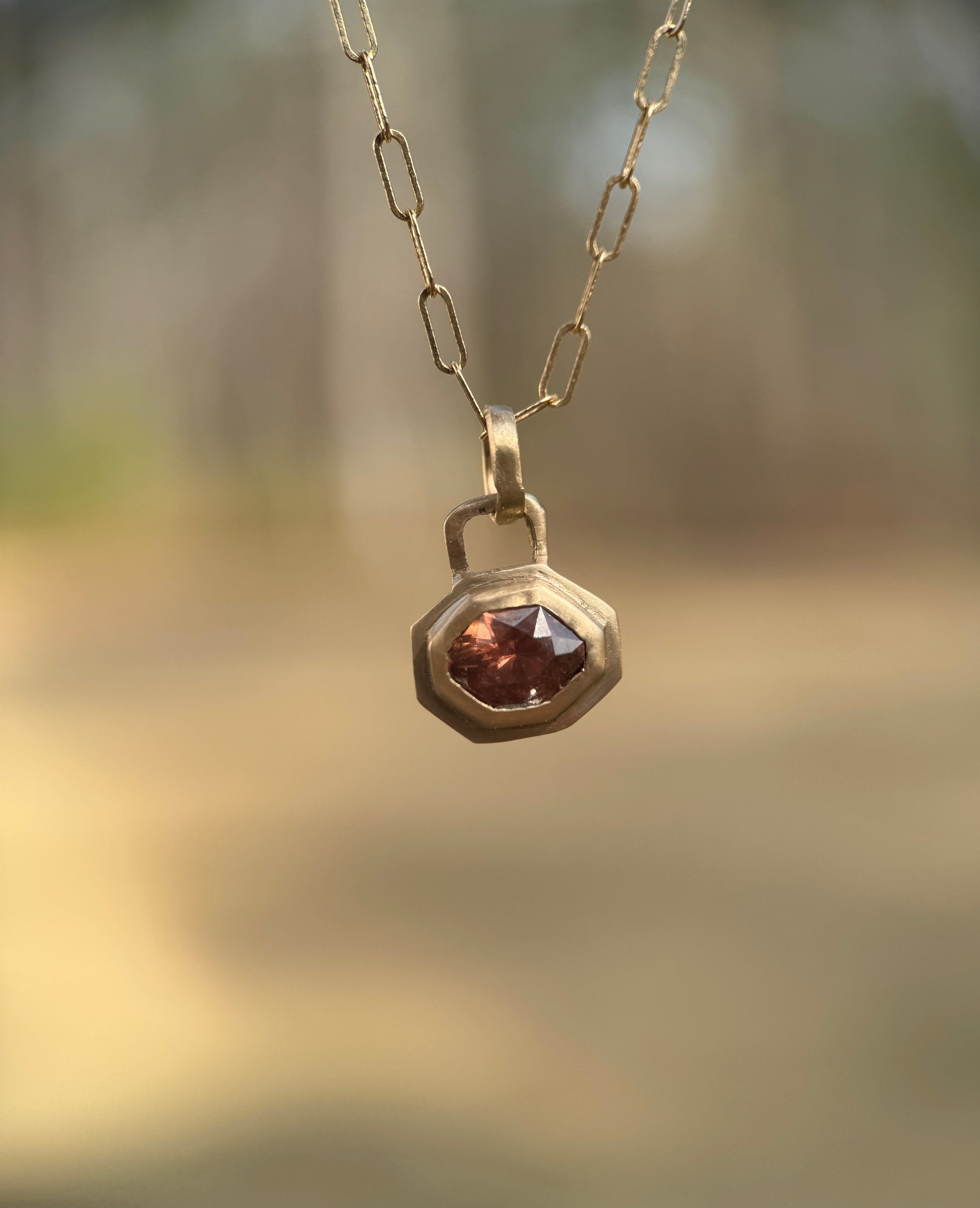 Sunset sapphire lock pendant