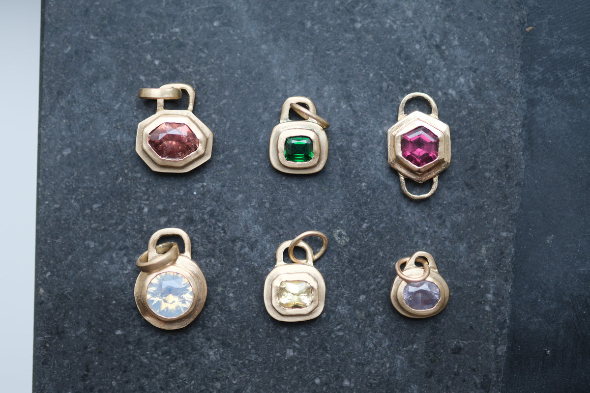 Lemon sapphire lock pendant