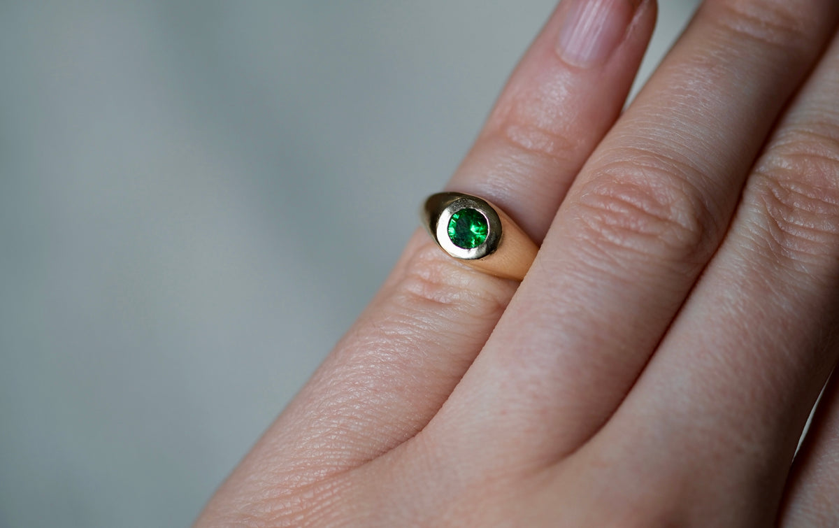 Tsavorite pinky signet ring (size 3.5)
