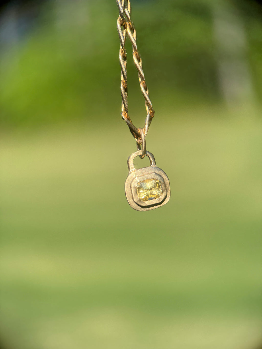 Lemon sapphire lock pendant