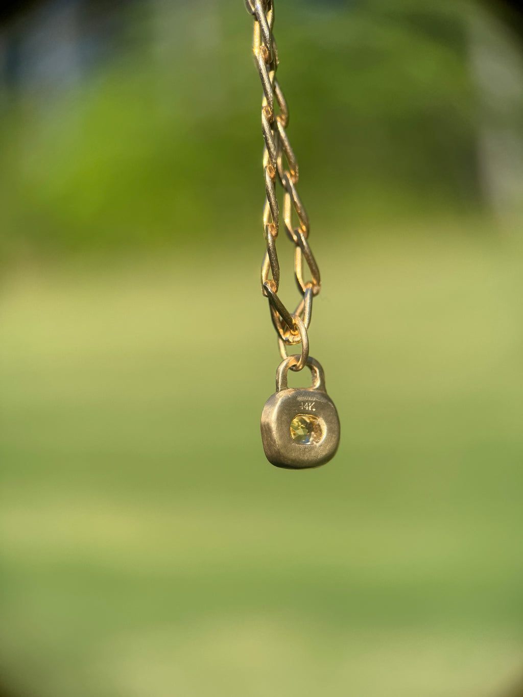 Lemon sapphire lock pendant