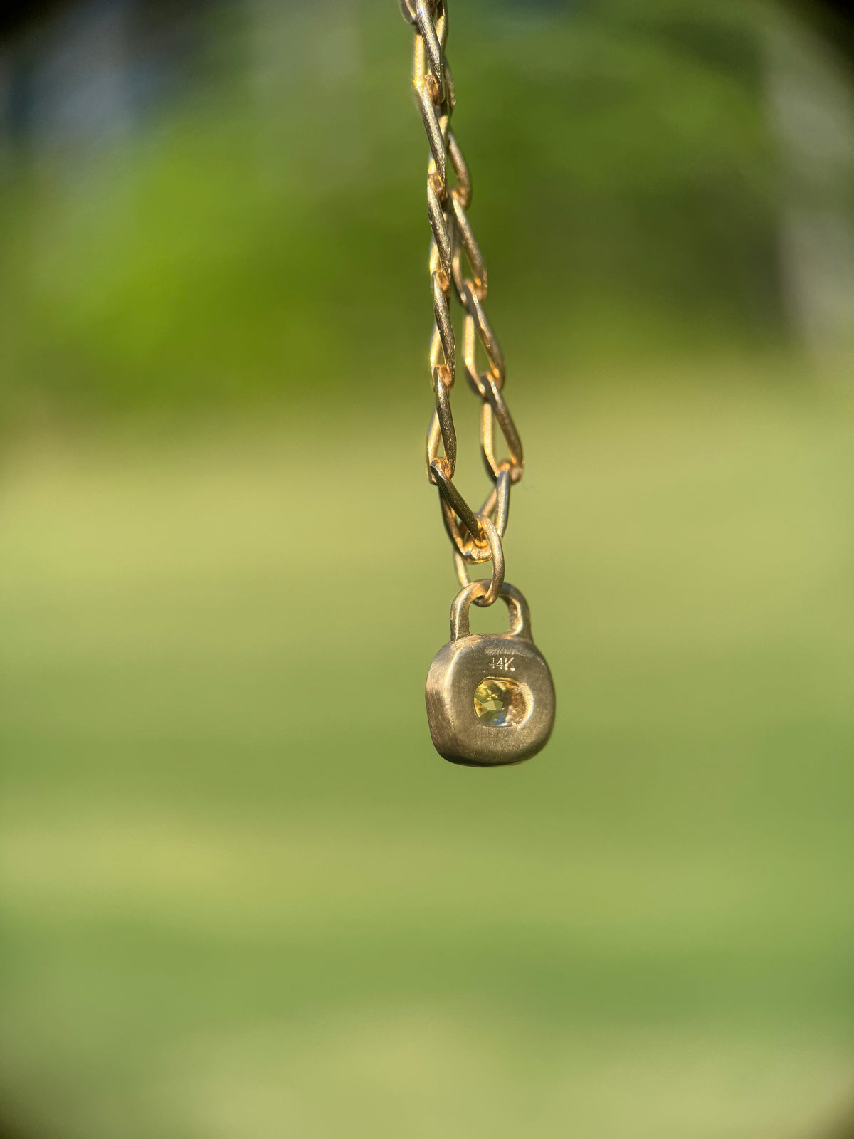 Lemon sapphire lock pendant