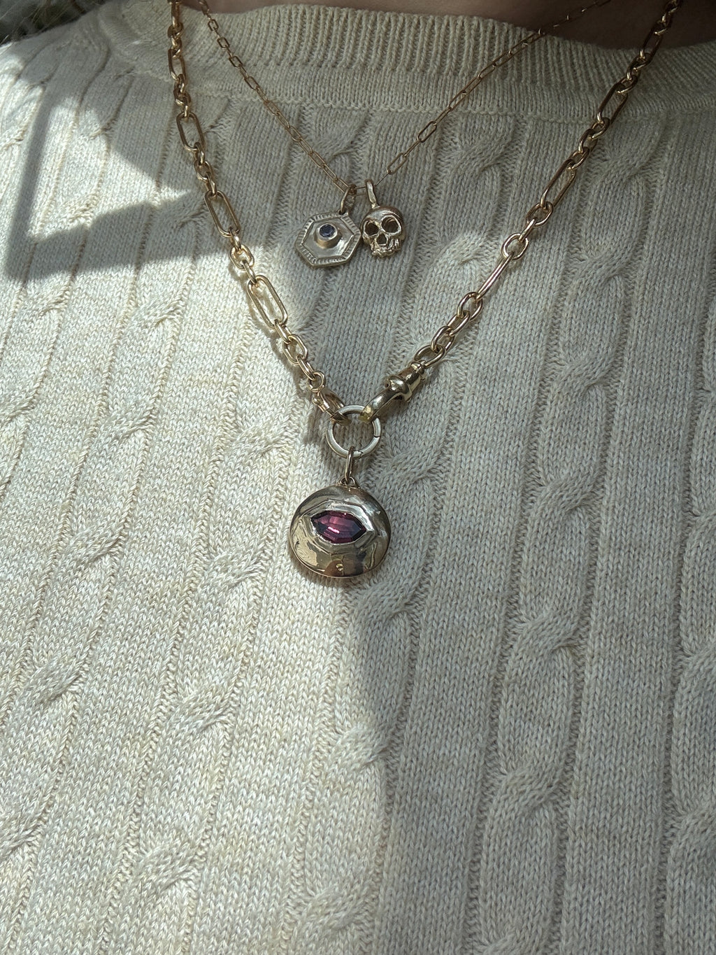 Domed shield pendant - Mellis Fine
