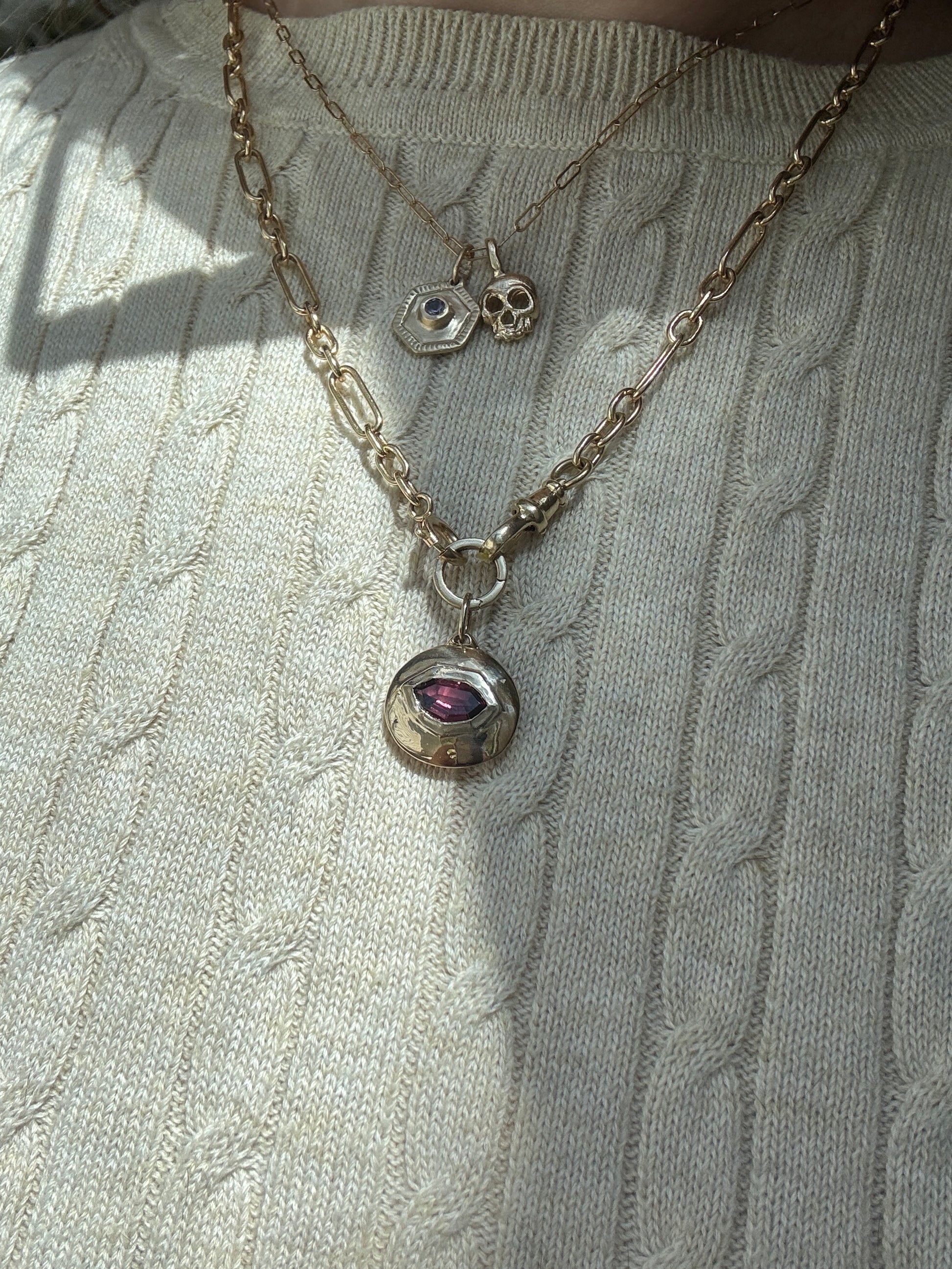Domed shield pendant - Mellis Fine
