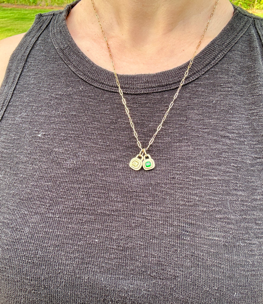 Lemon sapphire lock pendant