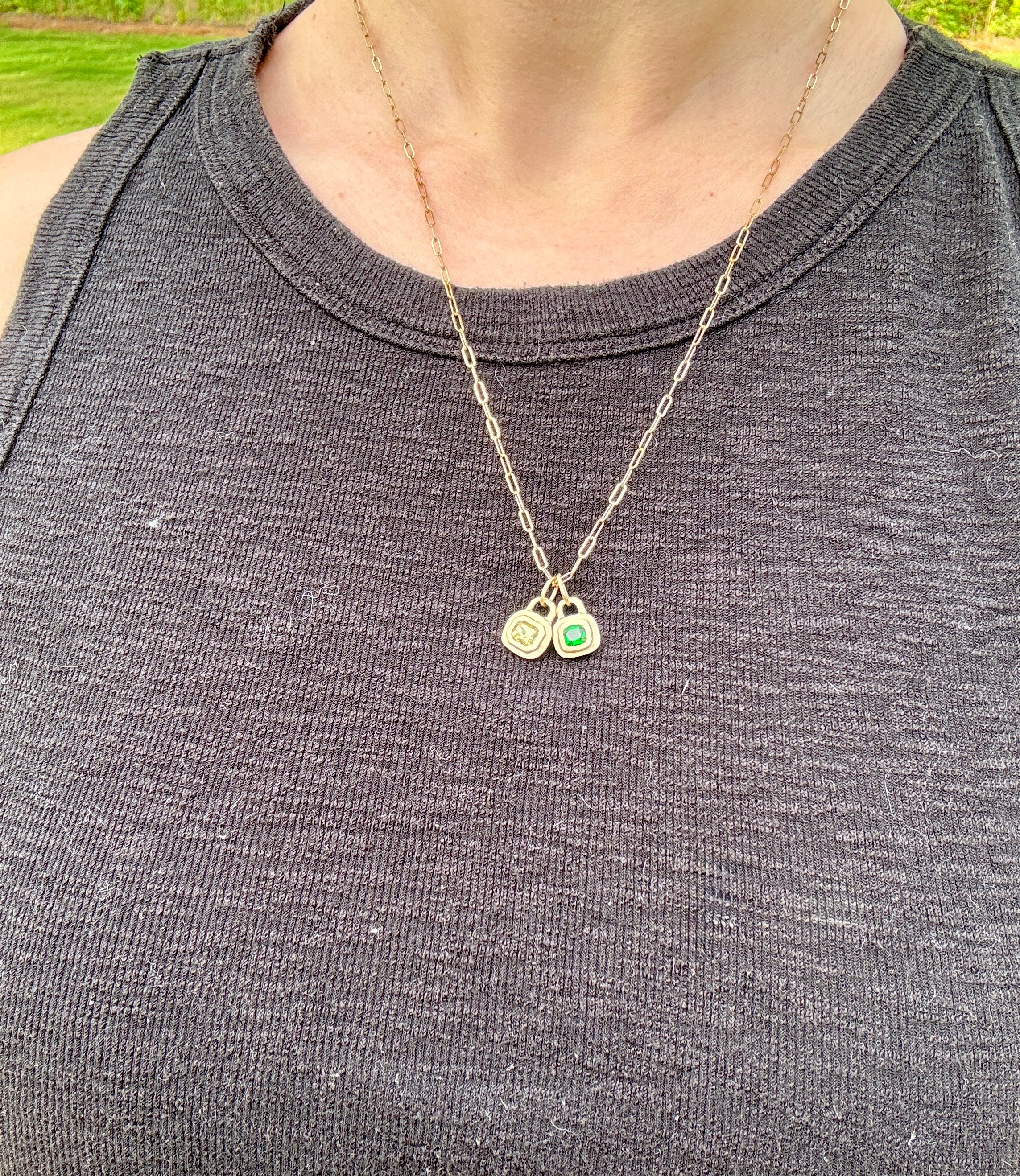 Lemon sapphire lock pendant
