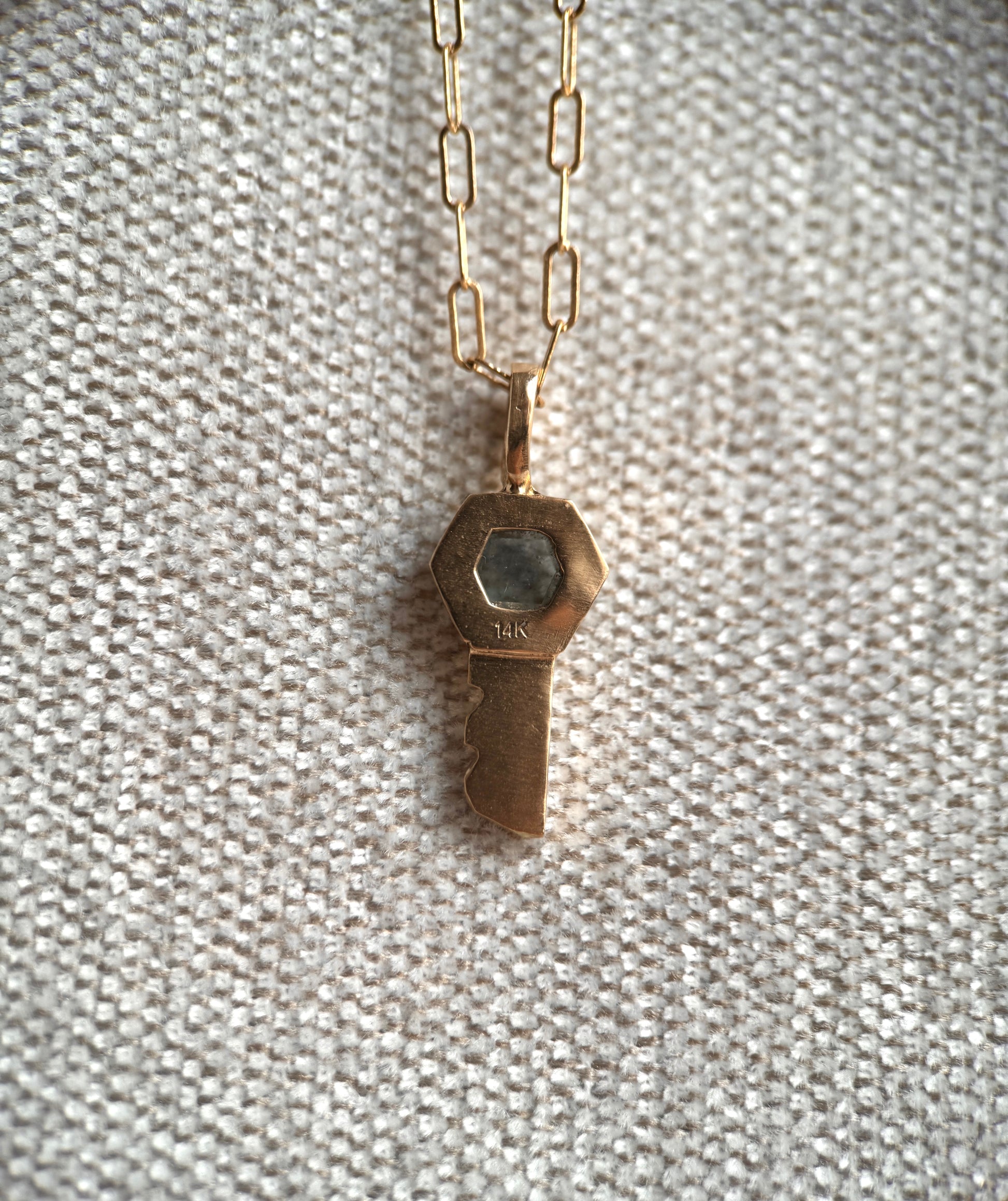 Montana sapphire key pendant