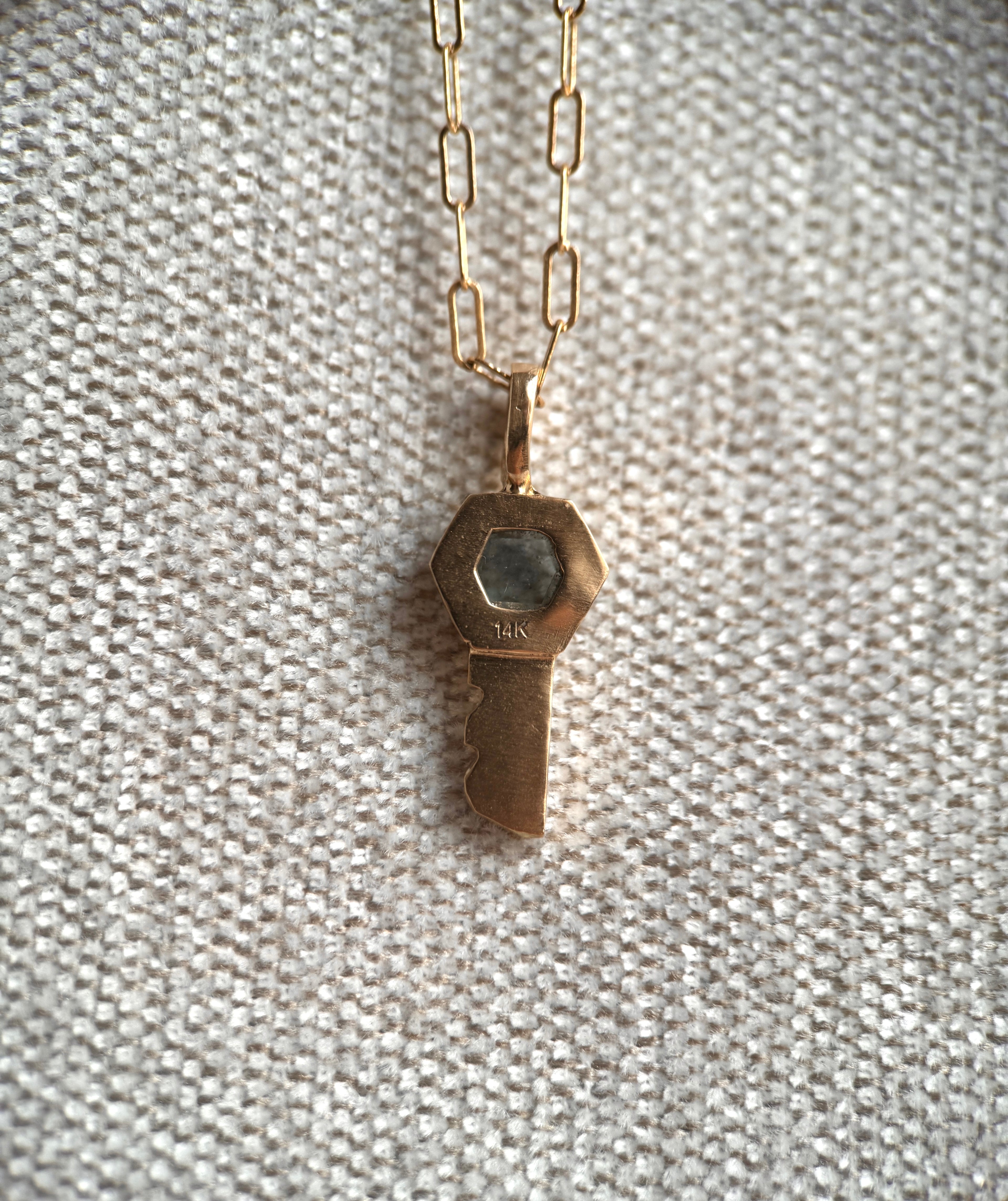 Montana sapphire key pendant