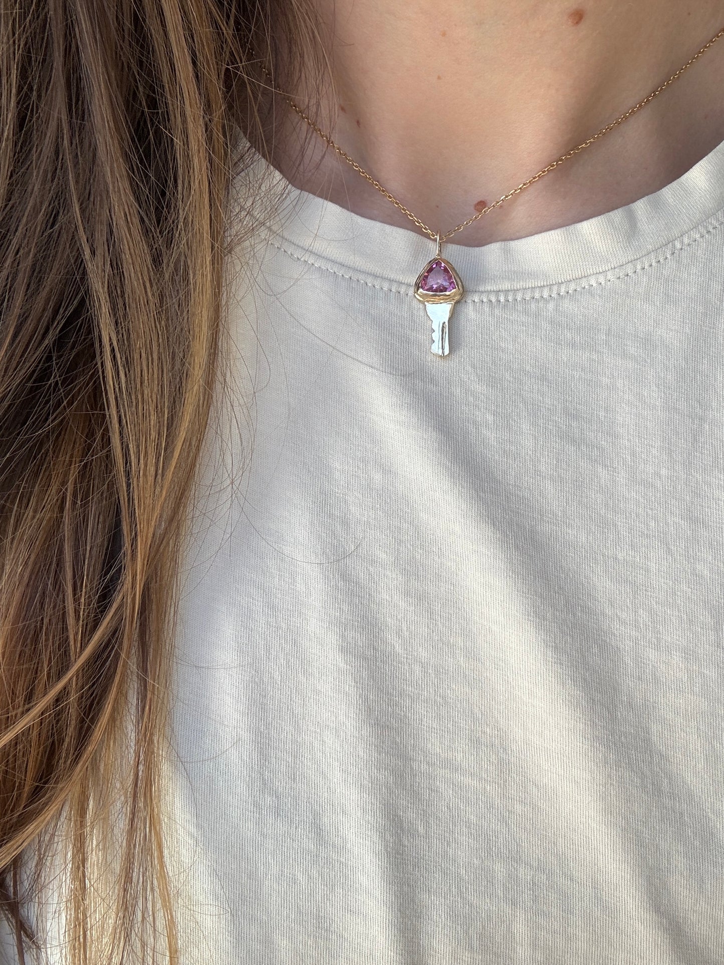 Key pendant: pink tourmaline