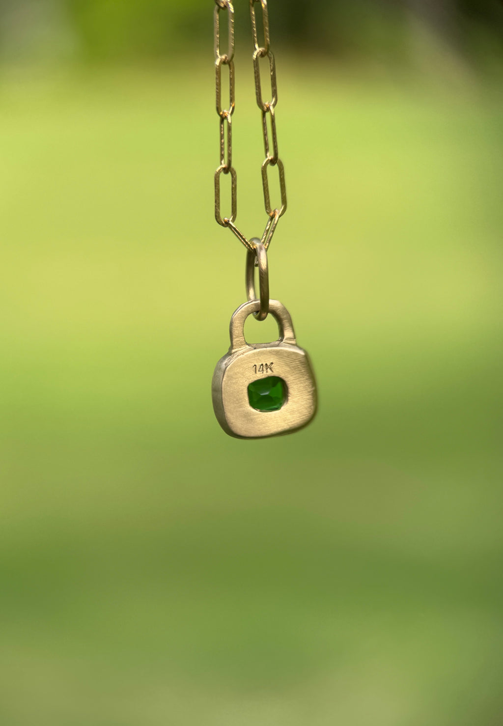 Tsavorite garnet lock pendant