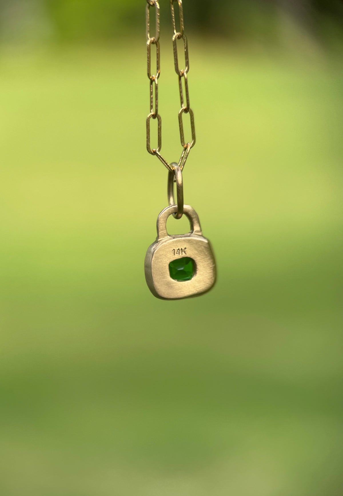 Tsavorite garnet lock pendant