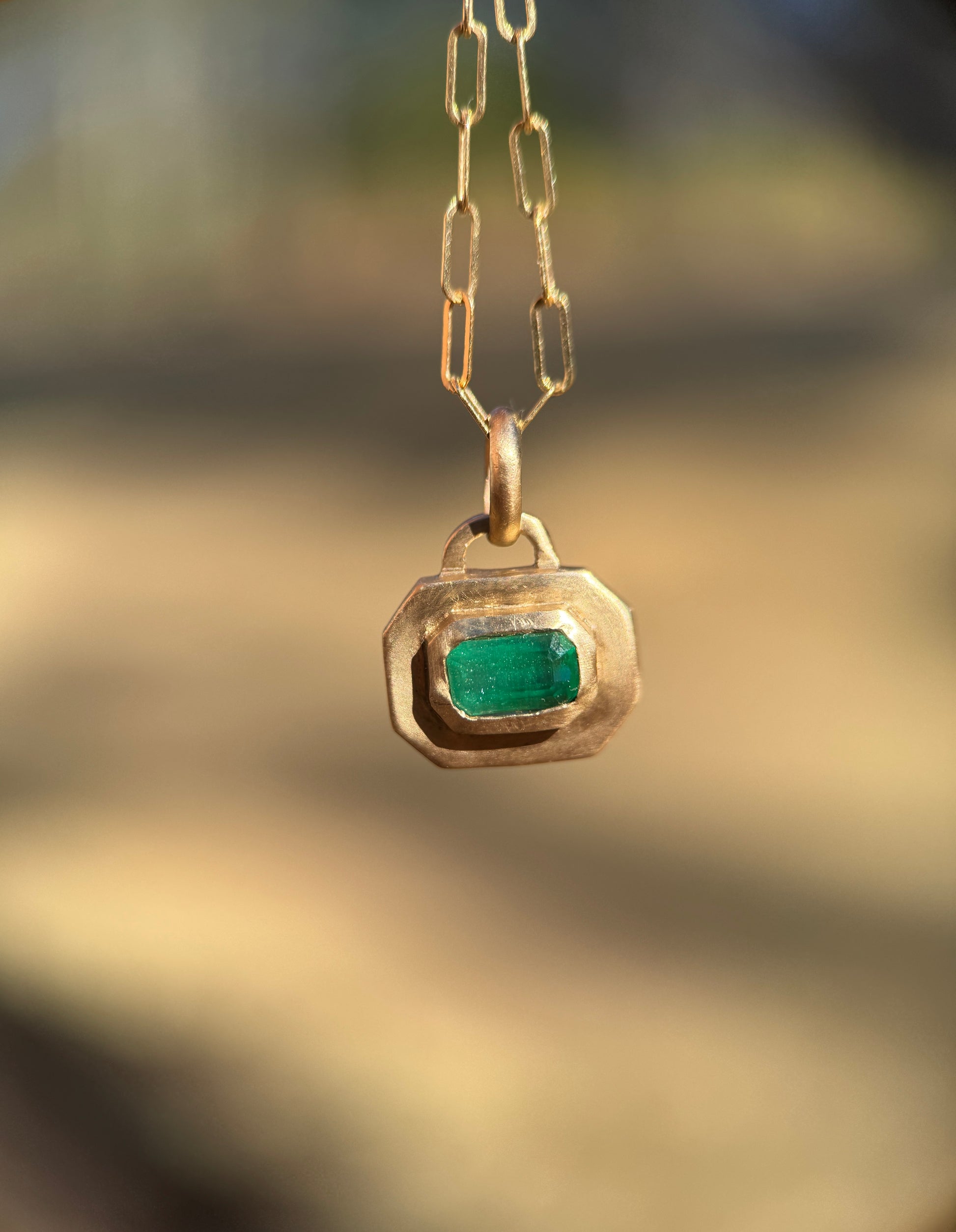 Emerald frame pendant
