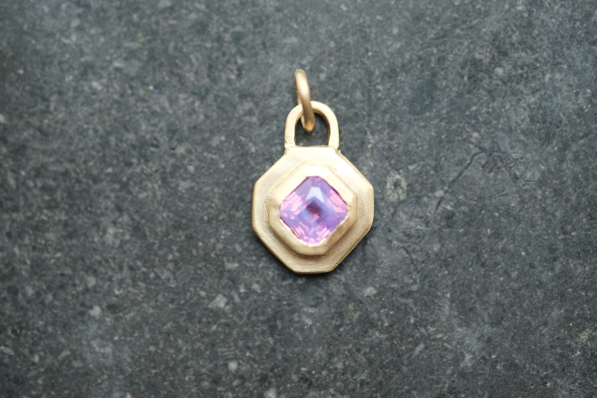 Pinky purple sapphire lock pendant