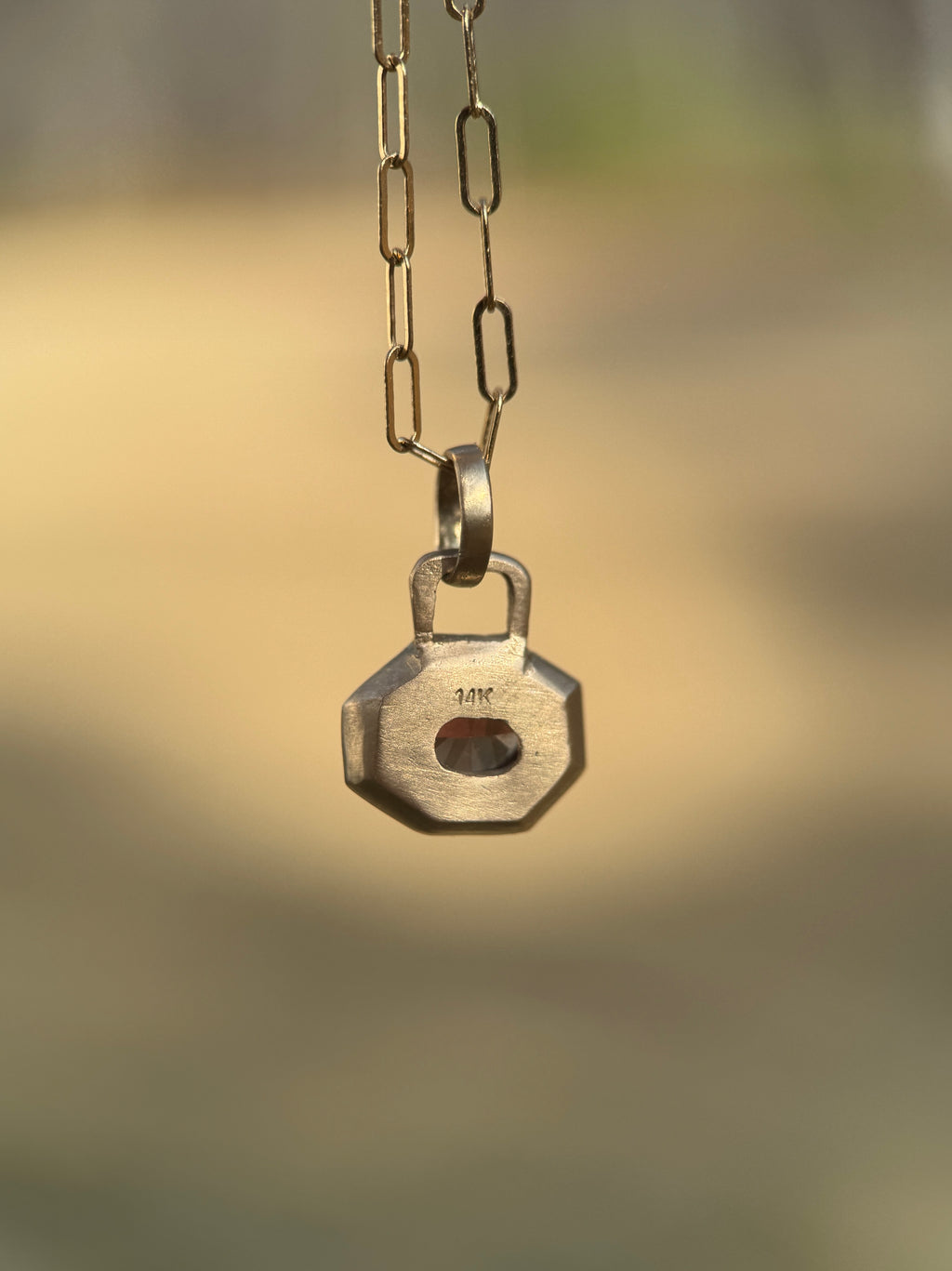 Sunset sapphire lock pendant