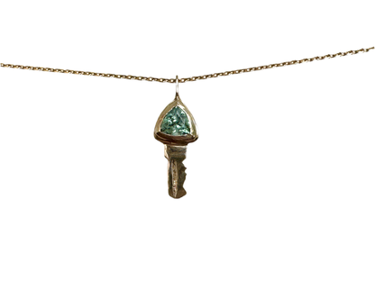 Key pendant: teal sapphire