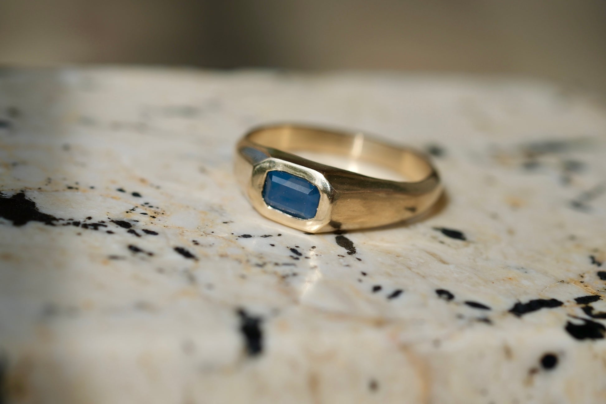 Mira ring (size 6): Opalescent blue sapphire