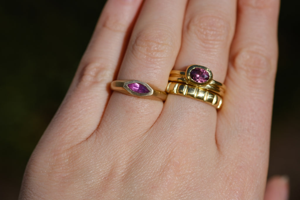 Bicolor pink purple sapphire marquise ring (size 6)