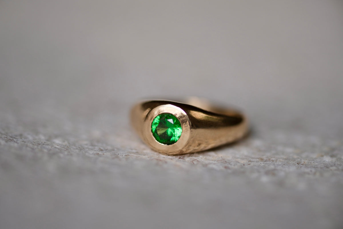 Tsavorite pinky signet ring (size 3.5)
