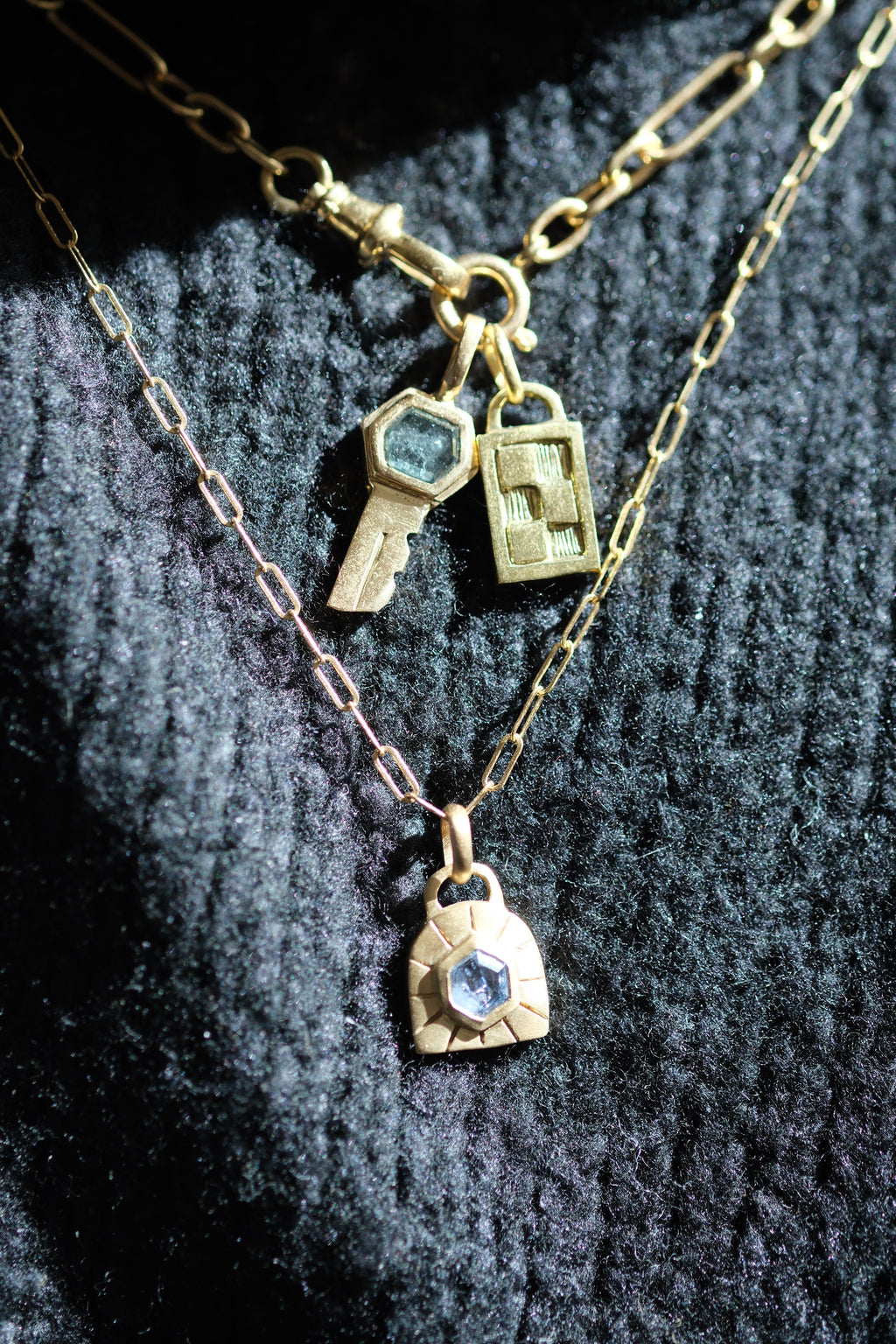 Montana sapphire key pendant