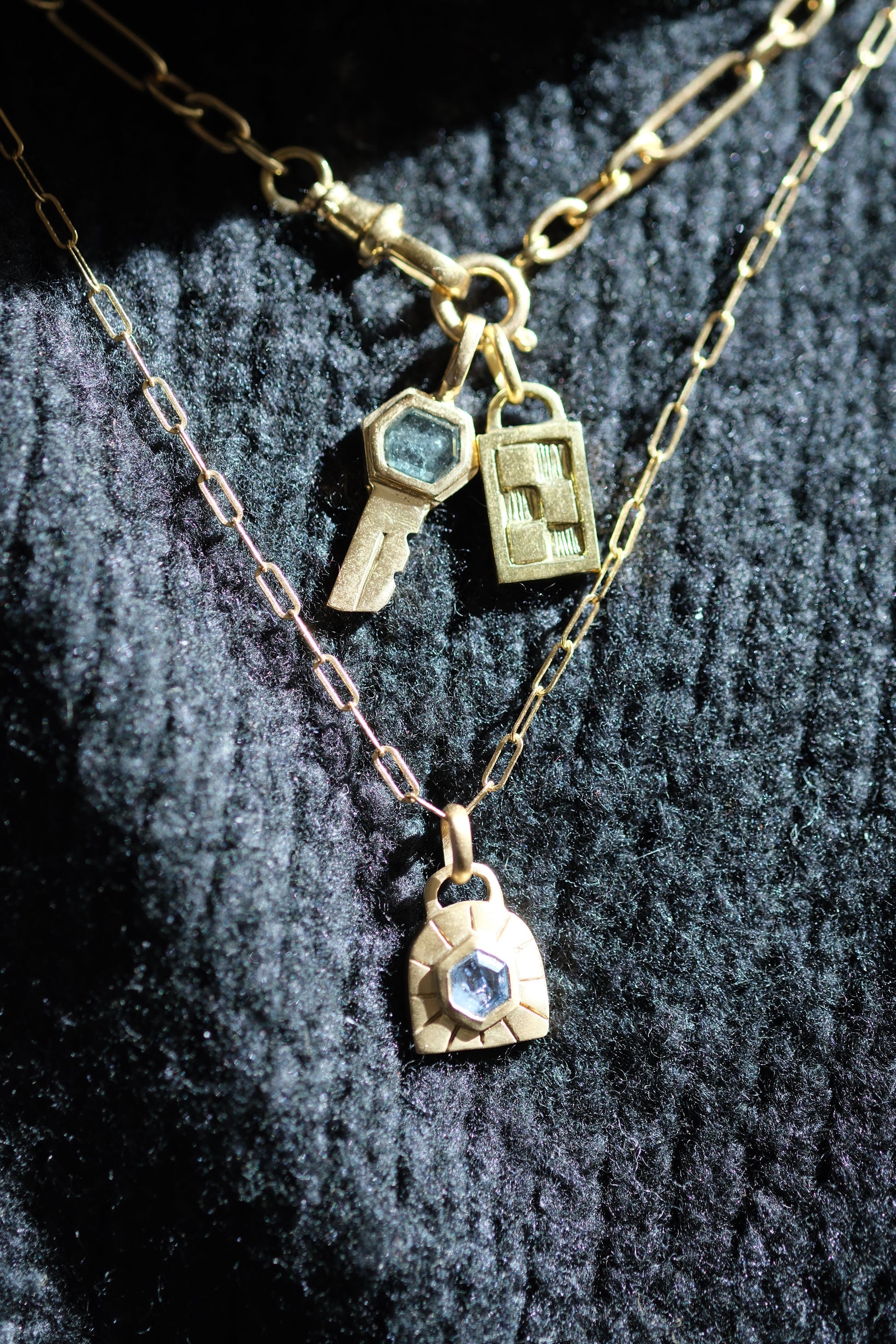 Montana sapphire key pendant