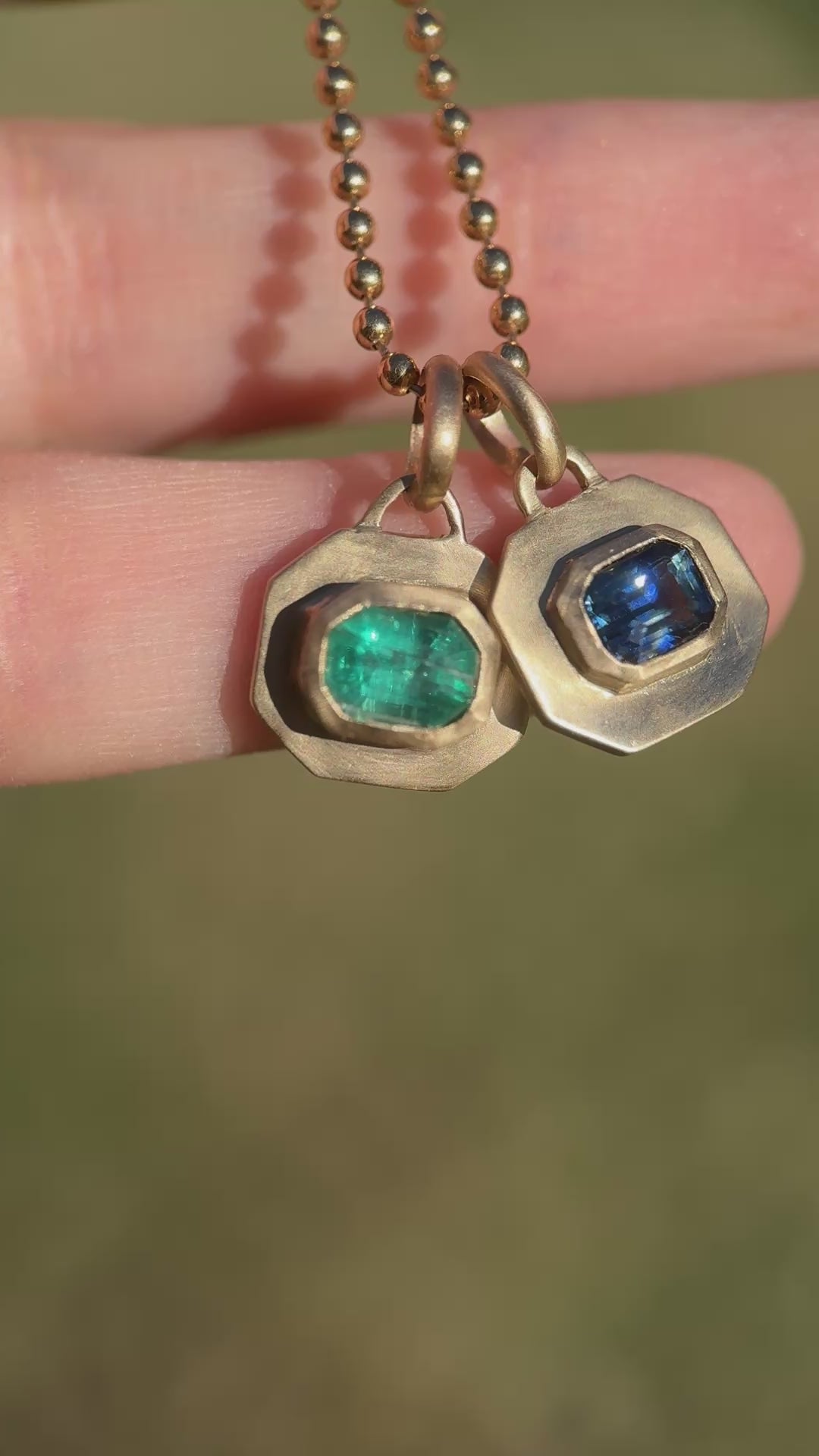 Parti sapphire frame pendant