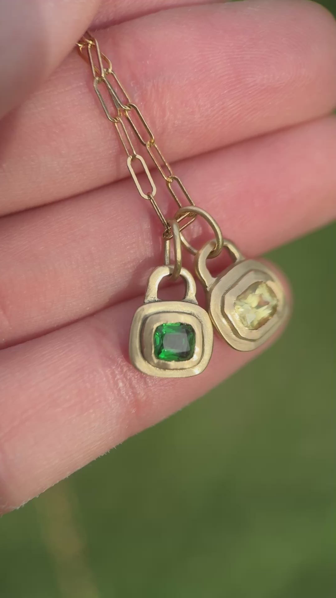Lemon sapphire lock pendant