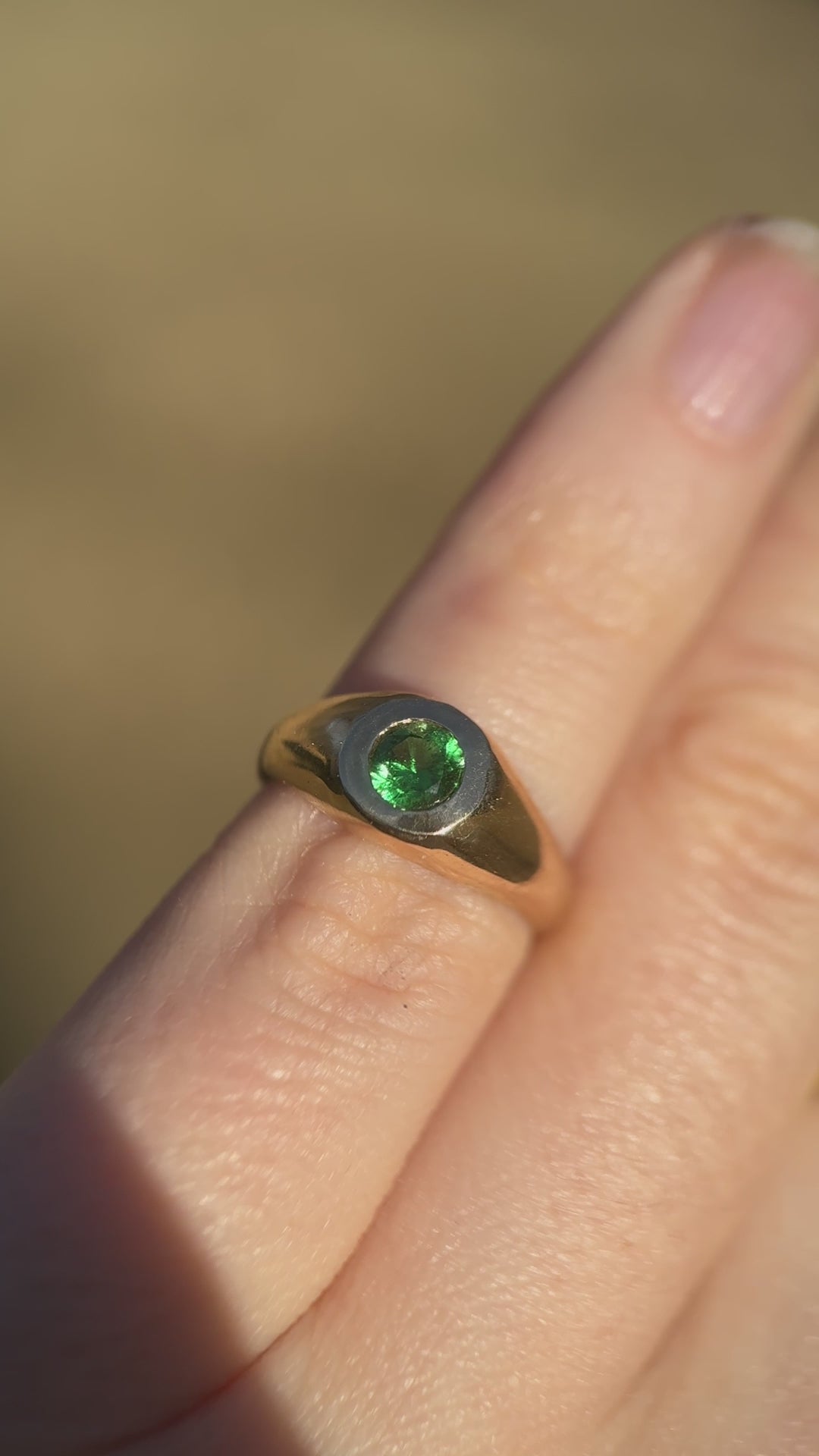 Tsavorite pinky signet ring (size 3.5)