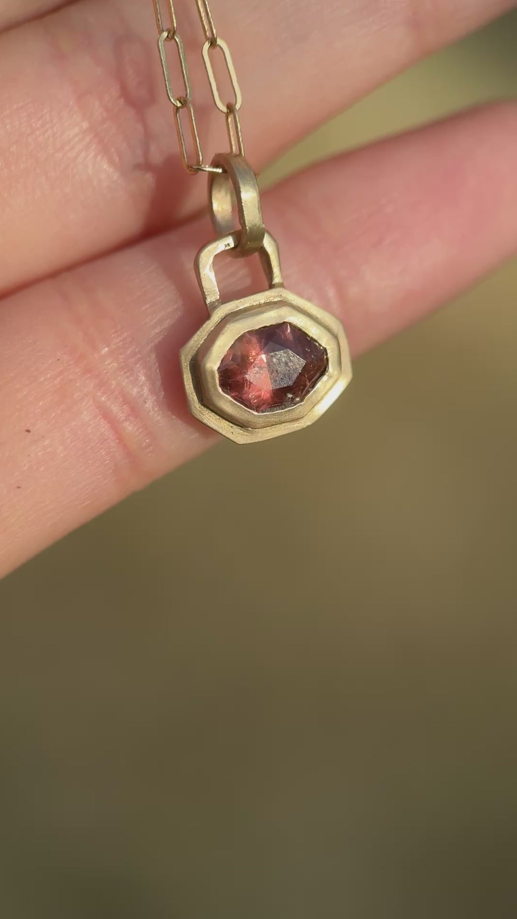 Sunset sapphire lock pendant