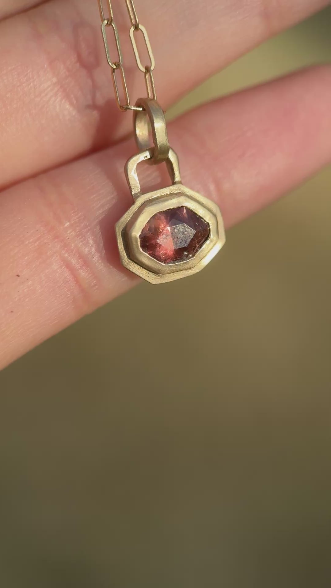 Sunset sapphire lock pendant