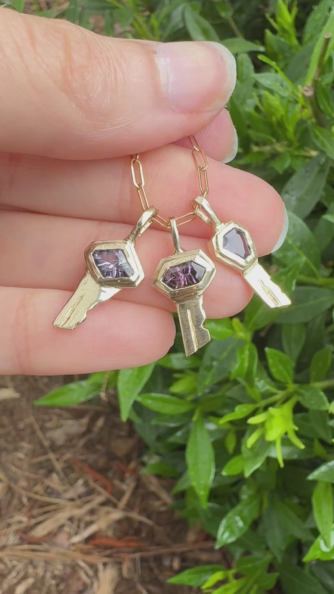 Petite keys: pink and purple spinels