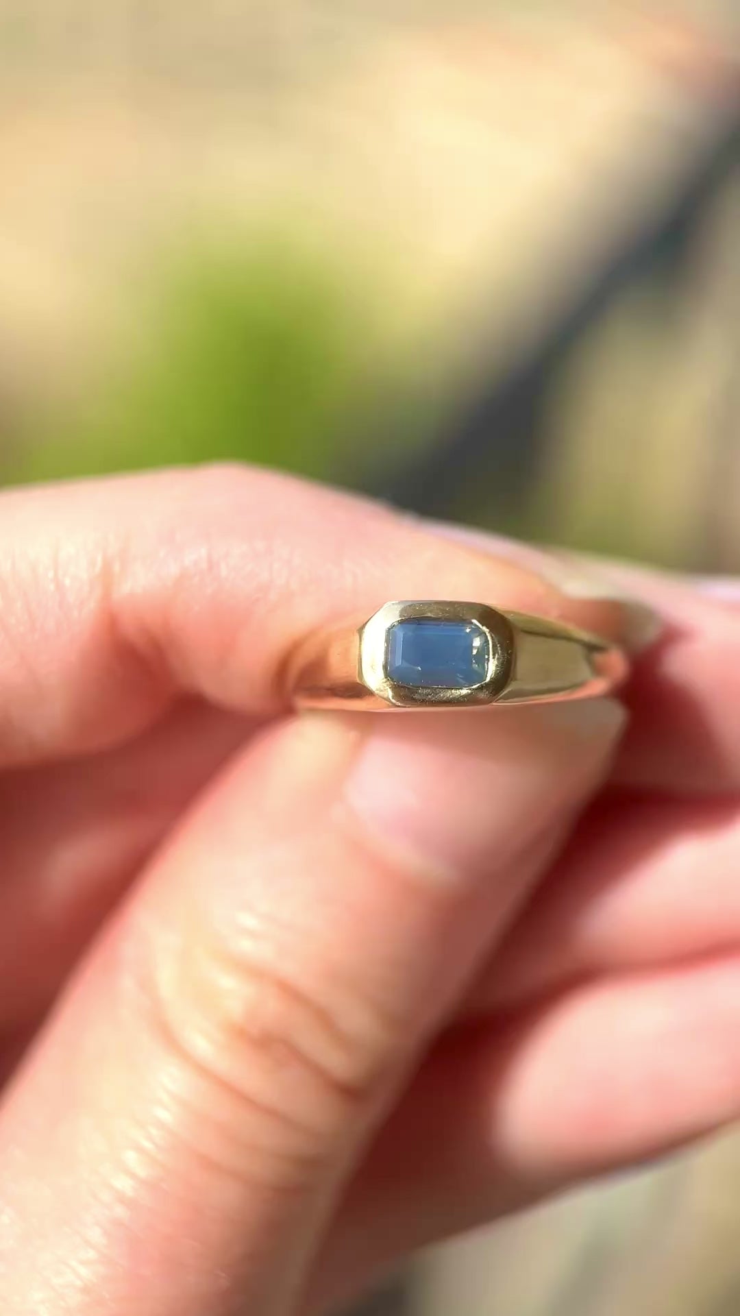 Mira ring (size 6): Opalescent blue sapphire